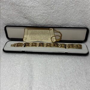 Vintage Toledo Spain 24k Inlay damascene bracelet Bird & Flower Design